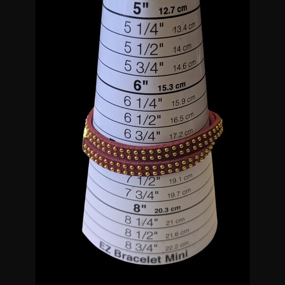 Talbots Red Leather Gold Tone Studded Size 7" Double Wrap Bracelet NWT - Picture 4 of 5